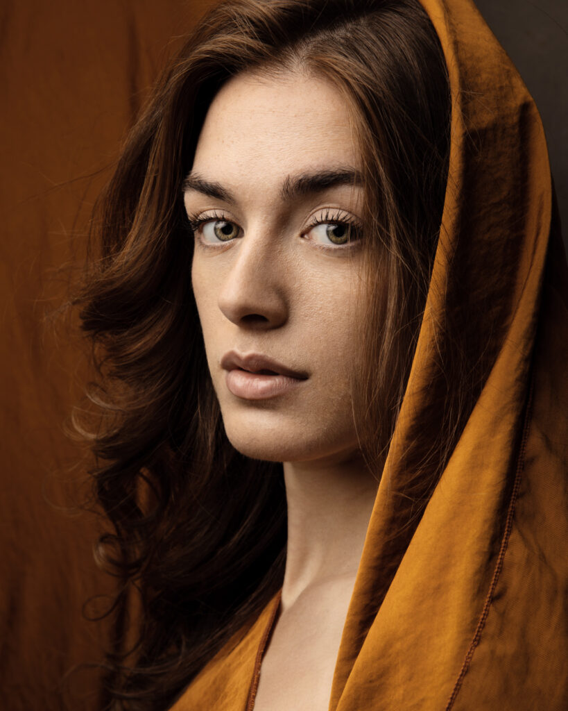 A beautiful portrait of a woman finding her confidence in a stockholm portrait studio