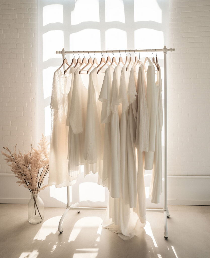 Studio wardrobe dresses for portrait photography session in soft light - what to wear for a portrait session